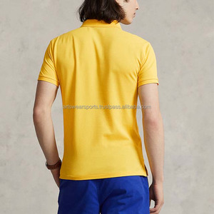 Polos personalizados de Color amarillo para hombre, ropa de verano, manga corta de alta calidad, 100% algodón, cuello levantado, precio barato, camisetas Polo para hombre - Product Image 3
