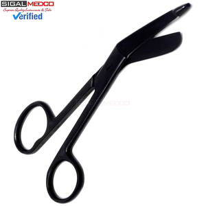 กรรไกรตัดผ้าพันแผลแบบวงแหวนขนาดใหญ่ 1 ชิ้น สำหรับแพทย์และพยาบาล ขนาด 5.5 นิ้ว สีดำ เคลือบฟลูออไรด์ ผลิตจากสแตนเลสสตีล สำหรับการปฐมพยาบาล - Product Image 4