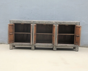 Rustic <b>Wooden</b> <b>Storage</b> <b>Cabinet</b> With 3 Compartments Flat Panel Doors Antique Style Living Room Furniture - Product Image 2