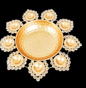 Handcrafted Brass Urli Diya Bowl with Pearl Work Decorative Floating Candle Holder for Diwali Wedding Home Decor - Product Image 4