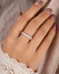 แหวนทองคำขาว 14k ชุบทองคำชมพู ประดับเพชรโมอิสซาไนต์ทรง Eternity แบบฝังเพชรเต็มวง สำหรับผู้หญิง สไตล์คลาสสิกสำหรับงานแต่งงาน - Product Image 4