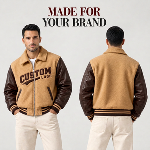 Veste universitaire personnalisée en gros avec broderie chenille, corps en laine et manches en cuir – Tendance, décontractée, style streetwear - Product Image 4