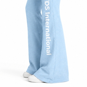 Pantalon de survêtement évasé personnalisé pour femme en molleton de coton, coupe droite, taille élastique, respirant, séchage rapide, tissu doux, taille haute - Product Image 5