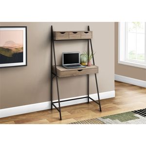 Scrivania per Computer Moderna Contemporanea 32'' in Laminato Marrone e Metallo Nero per Ufficio Domestico con Cassetti Portaoggetti per Lavoro con Laptop - Product Image 5