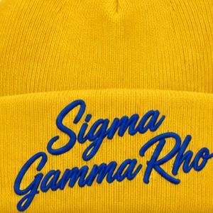 หมวกไหมพรมปักลายหัวใจแบบกำหนดเองสำหรับผู้หญิง Sigma Gamma Rho สีทอง หมวกไหมพรมอุ่นๆ สำหรับฤดูหนาว หมวกแฟชั่นลำลองสไตล์กรีก - Product Image 5
