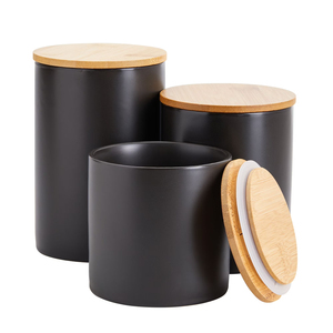 Modern Matte White Metal Kitchen Canister Set Of 3 With Airtight Bamboo Lids Embossed Tea Coffee Sugar Food Storage <b>Jars</b> - Product Image 5