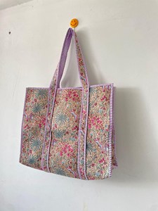 Vintage Floral Print Cotton Tote <b>Bag</b> <b>Large</b> Capacity Casual Shoulder <b>Bag</b> Reusable Grocery Shopping <b>Beach</b> Travel Handbag - Product Image 3