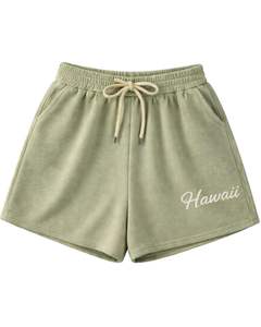 Ensemble deux pièces pour femme, débardeur court côtelé vert sauge et short, imprimé Hawaï, sans manches, col rond, tenue décontractée d'été, personnalisable - Product Image 4