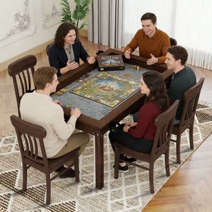 63\" X 40\" <b>Solid</b> <b>Wood</b> Dining <b>Table</b> with Non-Slip Placemats Removable <b>Table</b> <b>Top</b> for 4-6 Players for Board & Gaming - Product Image 1
