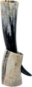 Chope à bière traditionnelle en corne de buffle rustique, style médiéval, faite à la main, accessoire de bar nordique - Product Image 4