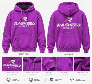 Digital Print Logo Fleece <b>Cropped</b> Boxy <b>Hoodie</b> Blank Full <b>Zip</b> <b>up</b> Vintage Acid Wash Distressed Hoodies For Men Purple Hooded Print - Product Image 1