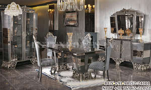 Mesa de Comedor de Madera de Teca de 6 Plazas, Estilo Moderno, Tallada a Mano, Ultra Lujosa, con Aspecto Real Negro, Color y Tamaño Personalizables - Product Image 5