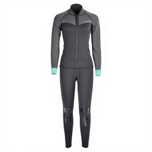 Combinaison de plongée 2 pièces pour femme en néoprène 1,5 mm avec fermeture éclair frontale, veste à manches longues et pantalon, protection UPF 50+, personnalisation OEM/ODM - Product Image 1