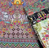 Sari de Seda Brocada con Bordado Zari, Diseño Floral con Elefantes, para Mujeres y Niñas, Ideal para Bodas y Diwali
