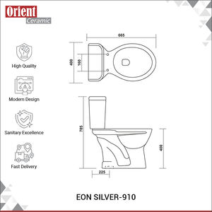 Approvisionnement direct usine – Meilleure qualité – Collection unique de toilettes modernes à poser au sol, à chasse d'eau par gravité, en deux pièces, couleur blanche - Product Image 3