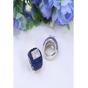 Royal Premium Quality Brass <b>Silver</b> Plated Moissanite Stone Look <b>Adjustable</b> Trendy Wedding <b>Ring</b> for Women - Product Image 1