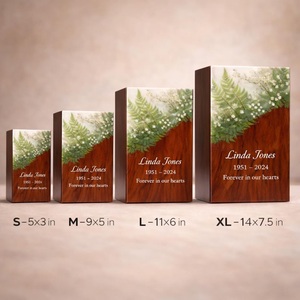 Personalized Wooden Cremation Urn <b>for</b> Pets <b>Ashes</b> Fern Leaf Resin Memorial Custom Engraved Eco-Friendly Durable Nature Inspired - Product Image 3