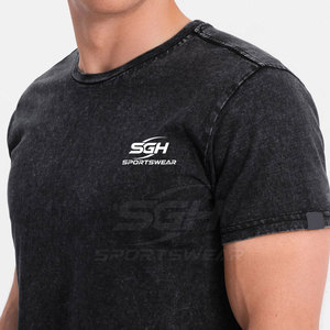 T-shirt délavé à l'acide pour homme, fabriqué au Pakistan, vêtement décontracté d'été en tissu respirant - Product Image 4