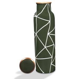 Modern Chevron <b>Pink</b> Pattern Metal Water <b>Bottle</b> Copper Lid Portable Travel Drinkware - Product Image 4