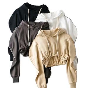 Pull élastique pour femmes, sweat à capuche à manches longues, sweat-shirt réfléchissant de 3m, haut court à impression unie, offre spéciale, 2020 - Product Image 1