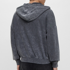 Sweat à capuche zippé pour homme, taille personnalisée, style décontracté, effet délavé à l'acide, entièrement personnalisable, fabriqué en usine, en vente - Product Image 2