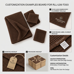 Juego de Toallas de Baño de Algodón Tipo Waffle de 400 a 599 GSM, Colores y Logotipo Personalizados para Compradores Mayoristas de Marca Privada - Product Image 5