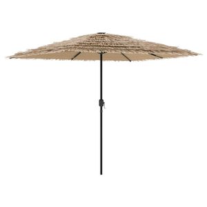 Grand parasol de jardin pliable en polyester marron et base pour l'extérieur - Product Image 5
