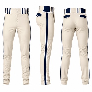 Pantalon de baseball pour homme, coupe ajustée, en polyester anti-humidité, motif rayé, fermeture boutonnée avec poches, vêtements toutes saisons, vente en gros - Product Image 1