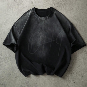 Camiseta Negra Vintage con Logotipo Personalizado, Estilo Oversize, Streetwear, para Hombre y Mujer, Algodón Premium con Lavado Ácido, Casual y Ecológica - Product Image 1