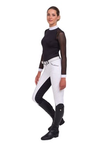 Chemise d'équitation unisexe avec logo personnalisé, 220g, polaire, séchage rapide, extensible, coupe ajustée, pour compétition équestre, sports de plein air - Product Image 3