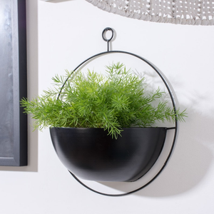 Macetero Redondo de Metal Negro para Colgar en la Pared con Maceta Semiesférica |   Moderno Soporte Circular de Pared para Plantas, Decoración Interior del Hogar - Product Image 2