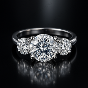 Fine <b>Rings</b> Three Stone 14K White Solid Gold Wedding <b>Ring</b> Women Round Cut Center Stone 2ct Lab Grown Diamond <b>Ring</b> For Her - Product Image 1