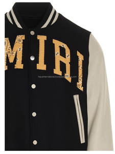 ที่กำหนดเองเย็บปักถักร้อยแพทช์ขายส่งสีดำสั้นร่างกายด้วยหนังแขนเสื้อตัวแทนแจ็คเก็ต - Product Image 4