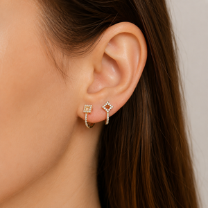 Pendientes de Aro Hechos a Mano con Diamantes Naturales y Baño de Oro de 10K, Diseño Elegante y Moderno para Uso Diario, Joyería para Mujer, Ideal para Fiestas - Product Image 2