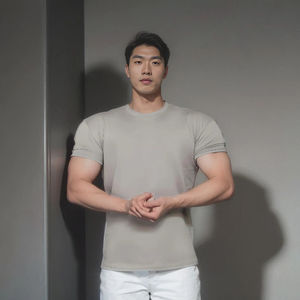 T-shirt d'été à manches courtes pour hommes, en coton respirant, couleur unie, pour entraînement sportif et fitness, vêtement décontracté - Product Image 6