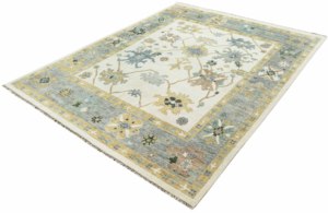 Alfombra estilo Oushak, alfombra de área Oushak, alfombra floral de estilo transicional, alfombra de área de pelo bajo hecha a máquina, alfombra estilo Oushak para sala de estar - Product Image 3
