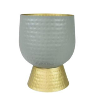 Jardinière Moderne Classique Bicolore en Fer Thermolaqué Durable Multi-usages pour Intérieur et Extérieur avec Drainage - Product Image 1