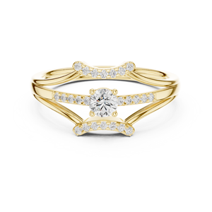Ensemble de bagues de mariage en or jaune avec diamants de laboratoire, élégant pour fiançailles et mariage, bijoux fins de qualité supérieure pour femmes, vente en gros - Product Image 1