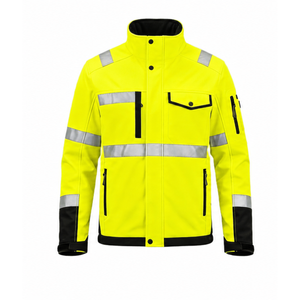 High Visibility Safety Jacket Class 2 <b>Yellow</b> with Reflective Stripes and Pockets Waterproof Workwear - Product Image 1