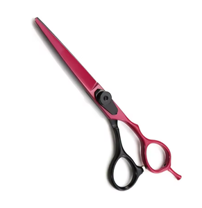 Tijeras de Peluquería de Color Rojo y Negro, Tijeras de Acero Inoxidable para Cortar el Cabello con Reposa Dedos y Tornillo ANAAIF - Product Image 1