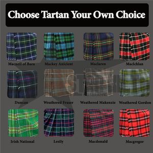 Tartan kilts for Men - Custom Made 8yard 16oz Acrylic <b>Wool</b>, Traditional Mens Dress - Available 80+ Colors - Kilt - Product Image 5