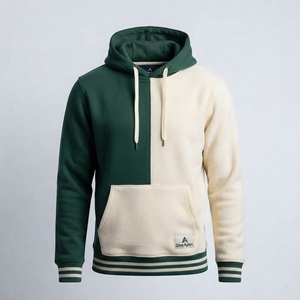Sweat-shirt à capuche brodé vert et blanc pour homme, en molleton de coton premium, style streetwear, avec logo personnalisé, vente en gros, tendance - Product Image 3