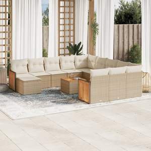 Set Divano da Giardino in Rattan Beige, Arredamento da Esterno con Cuscini in Schiuma ad Alta Densità, Design Contemporaneo, Impermeabile e Resistente ai Raggi UV in PE - Product Image 3