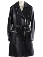 Vestes en cuir véritable exclusives en gros pour femmes, manteaux longs en daim de vachette de haute qualité sur mesure