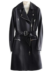 Wholesale Exclusive <b>Genuine</b> <b>Leather</b> <b>Jackets</b> For Women's Custom Suede <b>Leather</b> Coat High Quality Cowhide Suede Long Coats - Product Image 3