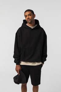 Men's <b>Black</b> Hooded <b>Sweatshirt</b> Regular Fit 100% Cotton Fleece Pocket Design Casual Autumn Wear Digital Camouflage <b>Plain</b> Dyed - Product Image 1