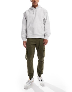 Pantalones Cargo de Lona Verde Oliva para Hombre, Cintura Elástica, Múltiples Bolsillos, Corte Recto Informal, Transpirables, Peso Medio, para Otoño - Product Image 5