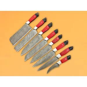 Juego de Cuchillos de Cocina Profesionales de 8 Piezas, Hechos a Mano en Acero de Damasco, con Mangos de Plástico y Hoja de Punta Caída, Personalizables OEM - MS Enterprise - Product Image 3