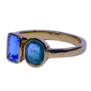 Anillo Clásico de Plata de Ley 925 Chapado en Oro con Topacio Azul para Mujer, Joyería para Bodas - Product Image 2