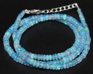 Collier de rondelles lisses en argent sterling 925 avec opale de tanzanite naturelle Perles de 3 à 4mm au prix d'usine Collier de perles - Product Image 5